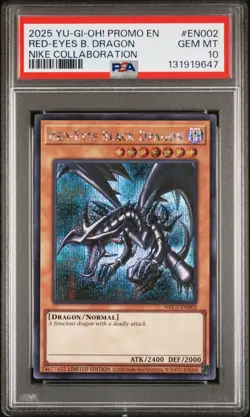 2025 YU-GI-OH! NIKE COLLABORATION PROMO #EN002 RED-EYES BLACK DRAGON PSA 10 - Image 1