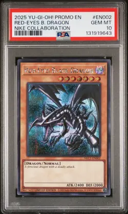2025 YU-GI-OH! NIKE COLLABORATION PROMO #EN002 RED-EYES BLACK DRAGON PSA 10 - Image 1