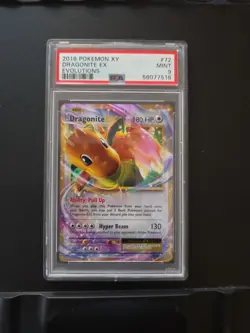 2016 Pokemon XY Dragonite EX Evolutions #72 PSA 9 Mint Card - Image 1
