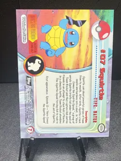 SQUIRTLE #07 - BLACK Logo - Non-Holo - SERIES 1 - TOPPS POKEMON CARD - Image 2