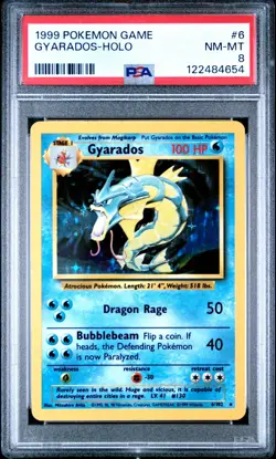 Pokemon Card Gyarados 6/102 Holo Foil Base Set 1999 PSA 8 NM-MT - Image 1