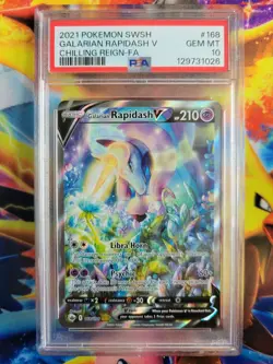 Pokemon Galarian Rapidash V Full Art Chilling Reign #168 Graded Card PSA 10 - Image 1