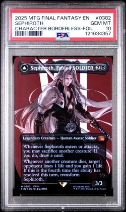 SEPHIROTH 2025 MAGIC THE GATHERING MTG BORDERLESS FOIL 0382 GRADED PSA 10 GEM - Image 1