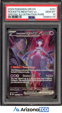 Pokemon 2025 Team Rocket's Mewtwo ex 231/182 SIR Destined Rivals GEM MINT PSA 10 - Image 1