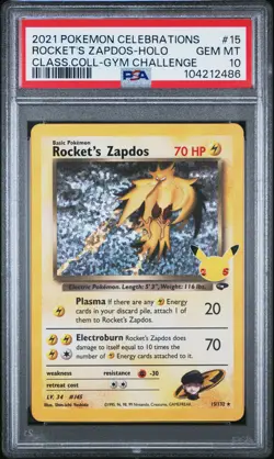 2021 POKEMON CELEBRATIONS CLASSIC COLLECTION #15 ROCKET'S ZAPDOS-HOLO PSA 10 - Image 1