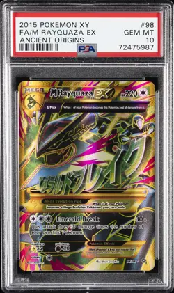 2015 POKEMON XY ANCIENT ORIGINS #98 FULL ART/M RAYQUAZA EX PSA 10 - Image 1