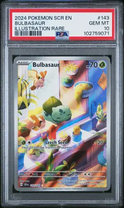 2024 POKEMON SCR EN-STELLAR CROWN ILLUSTRATION RARE #143 BULBASAUR PSA 10 - Image 1