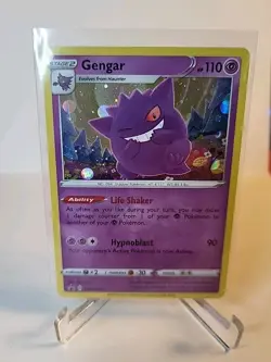 Pokemon Sword & Shield Promo Gengar Holo Rare SWSH052 M Rare Holo Pattern On X - Image 1