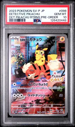 2023 POKEMON JPN SV-P PROMO #098 DETECTIVE PIKACHU PSA 10 - Image 1