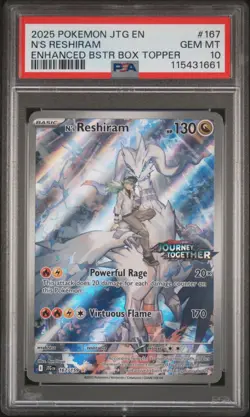 2025 Pokemon S&V Journey Together N's Reshiram Box Topper PSA 10 Gem Mint #167 A - Image 1