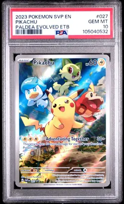 2023 POKEMON SVP EN-SV BLACK STAR PROMO #027 PIKACHU PSA 10 - Image 1