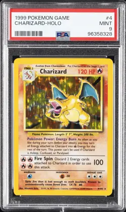 1999 POKEMON BASE SET UNLIMITED #4 CHARIZARD-HOLO PSA 9 - Image 1