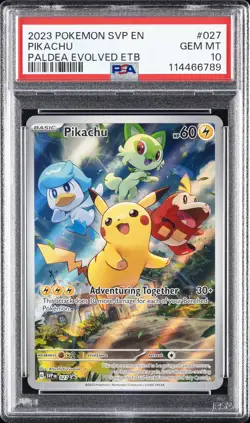 2023 POKEMON SVP EN-SV BLACK STAR PROMO #027 PIKACHU PSA 10 - Image 1