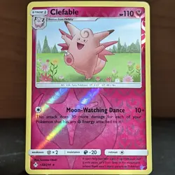 Clefable 133/214 LP/NM Reverse Holo Rare Unbroken Bonds Foil SM Pokemon TCG card - Image 1