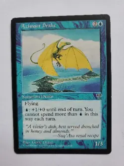 MTG Magic The Gathering Card Azimaet Drake Summon Drake Blue Mirage 1996 - Image 1