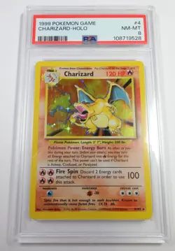 PSA 8 NM MINT 1999 Pokemon 4/108 Holo Charizard Base Set Card #57204B - Image 1