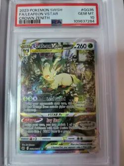 2023 POKEMON SWORD & SHIELD CROWN ZENITH #GG35 FULL ART/LEAFEON VSTAR PSA 10 - Image 1