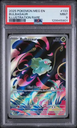 2025 POKEMON MEG EN-MEGA EVOLUTION ILLUSTRATION RARE #133 BULBASAUR PSA 9 - Image 1