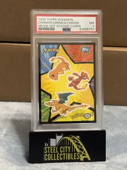 1999 Topps Pokemon the Movie Sticker Charmeleon/Charizard/Charmander PSA 7 - Image 1