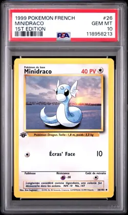 1999 Pokemon French Minidraco 1st Edition PSA 10! - Image 1