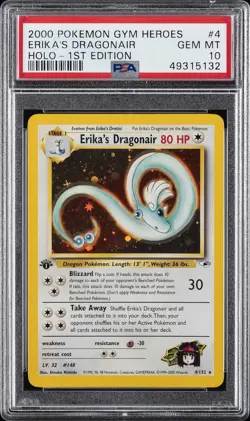 2000 POKEMON GYM HEROES HOLO-1ST ED #4 ERIKA'S DRAGONAIR PSA 10 - Image 1