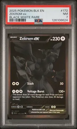 2025 POKEMON BLK EN-BLACK BOLT BLACK WHITE RARE #172 ZEKROM EX PSA 7 - Image 1