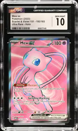 CGC 10 GEM MINT Mew EX 193/165 Scarlet & Violet 151 ULTRA RARE Full Art Pokemon - Image 1