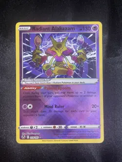 Pokemon Alakazam TCG Radiant Holo Card 59/195 SWSH Silver Tempest NM - Image 1