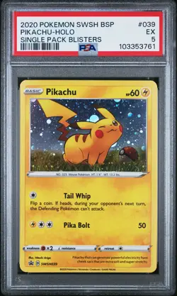 2020 POKEMON SWSH BLACK STAR PROMO SINGLE PACK BLISTERS #039 PIKACHU-HOLO PSA 5 - Image 1