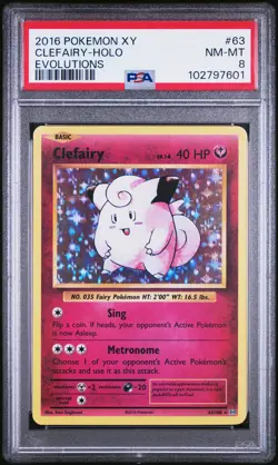 2016 POKEMON XY EVOLUTIONS #63 CLEFAIRY-HOLO PSA 8 - Image 1