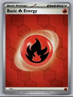 NM Basic Fire Energy SVE EN 002 Reverse Holo Shrouded Fable Pokemon 2024 - Image 1
