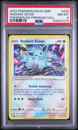 2022 POKEMON SWSH BLACK STAR PROMO #230 RADIANT EEVEE PSA 8 - Image 1