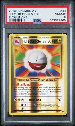 2016 POKEMON XY EVOLUTIONS #40 ELECTRODE-REVERSE FOIL PSA 8 - Image 1