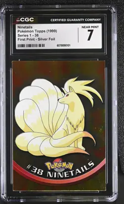 Pokemon GRADED 1999 Ninetales Pokemon Topps Series 1 1st Silver 7 CGC English - Image 1