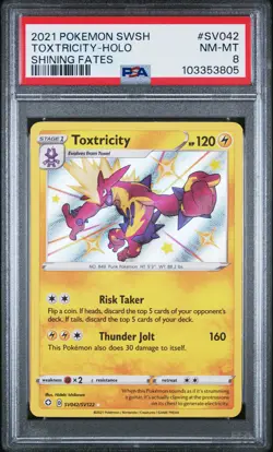 2021 POKEMON SWORD & SHIELD SHINING FATES #SV042 TOXTRICITY-HOLO PSA 8 - Image 1