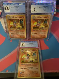 Pokemon Japanese Base Set Charizard Holo CGC Lot, CGC 1.5, CGC 2, & CGC 2.5 Holo - Image 1