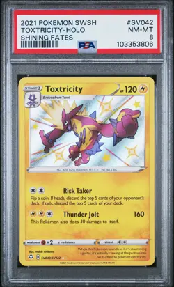 2021 POKEMON SWORD & SHIELD SHINING FATES #SV042 TOXTRICITY-HOLO PSA 8 - Image 1