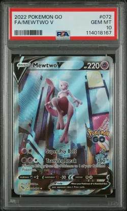 2022 POKEMON GO #072 FULL ART/MEWTWO V PSA 10 - Image 1