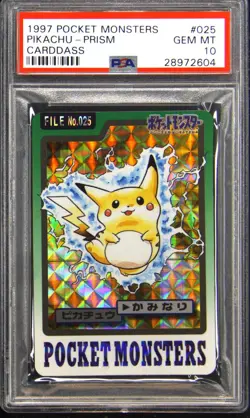 1997 POCKET MONSTERS CARDDASS #025 PIKACHU-PRISM PSA 10 - Image 1