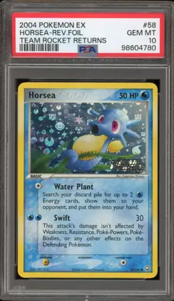 Pokemon Horsea EX Team Rocket Returns Reverse Holo #58 PSA 10 Gem Mint - Image 1