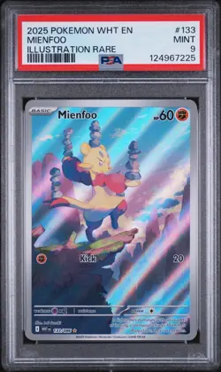 2025 POKEMON WHT EN-WHITE FLARE ILLUSTRATION RARE #133 MIENFOO PSA 9 - Image 1