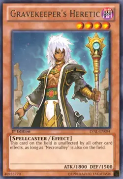 Yugioh! LP Gravekeeper's Heretic - LVAL-EN084 - Rare - Unlimited Edition Lightly - Image 1