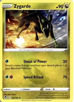 Zygarde 134/195 Silver Tempest Rare Regular LP Pokemon Card - Image 1