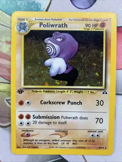 Pokemon Card - Poliwrath 1st Edition - Neo Genesis - Holo Rare - 9/75 - LP-MP - Image 1