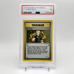 2000 Lt. Surge #17 Holo PSA 7 NM Gym Heroes Pokemon TCG - Image 1