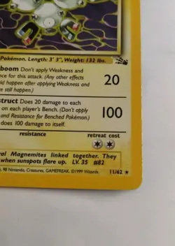 Pokemon 1999 Base Set Magneton 11/62 Fossil Holo Rare - Image 2