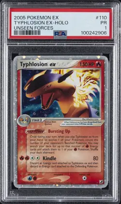 2005 POKEMON EX UNSEEN FORCES #110 TYPHLOSION EX-HOLO PSA 1 - Image 1