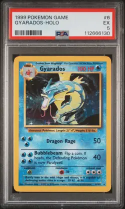 1999 POKEMON BASE SET UNLIMITED #6 GYARADOS-HOLO PSA 5 - Image 1