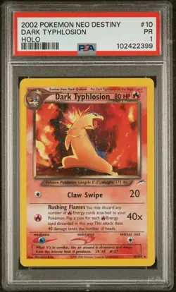 2002 POKEMON NEO DESTINY #10 DARK TYPHLOSION-HOLO PSA 1 - Image 1