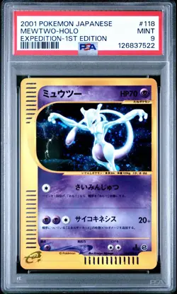 2001 Japanese Pokemon Expedition 1st Edition Mewtwo Holo #118 PSA 9 Mint - Image 1
